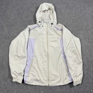 Columbia Womens Xco Windbreaker Jacket White Floral Tonal Hooded Mesh Lined L